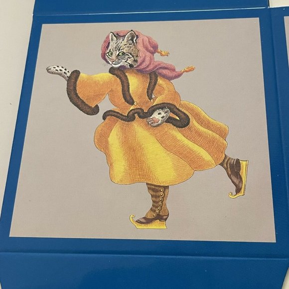 Vtg Nos Victorian Ice Skating Animal Gift Box - Picture 7 of 10